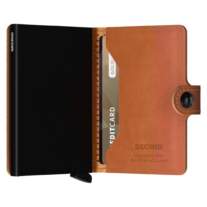 Secrid RFID Mini Wallet Perforated Cognac MPf-Cognac open