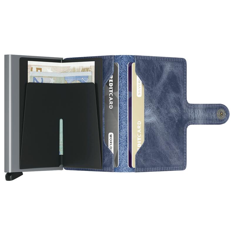 Secrid RFID Mini Wallet Vintage Blue MV-blue open
