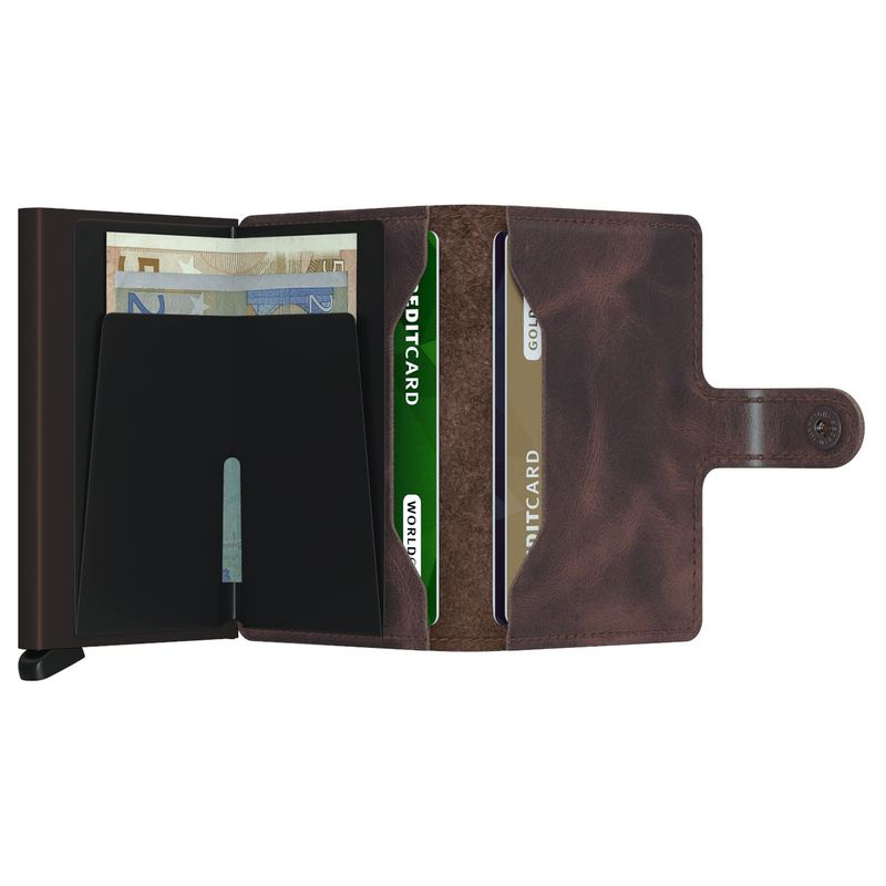 Secrid RFID Mini Wallet Vintage Chocolate open