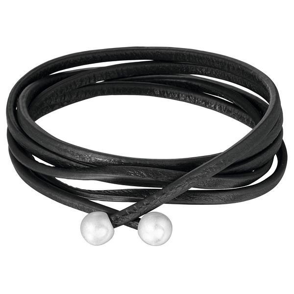 Sence Copenhagen Signature Necklace Black Leather Worn Silver H794