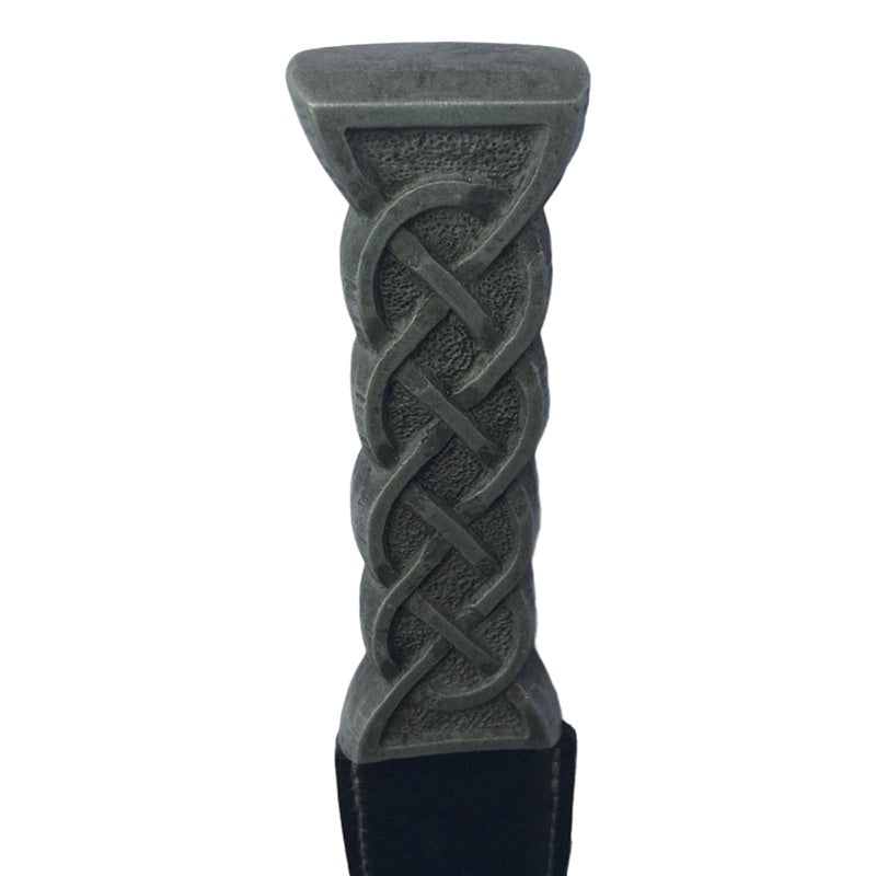 Sgian Dubh Celtic Knotwork Antiqued Silver Handle top detail