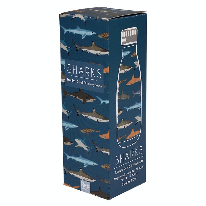 Sharks 260ml Stainless Steel Drinking Bottle 29570 box