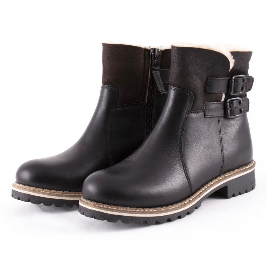 Shepherd Of Sweden Smilla Black Sheepskin Ankle Boots angled