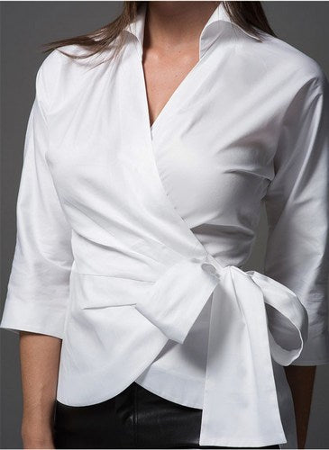 Shirt Company Abigail White Wrap Around Blouse detail