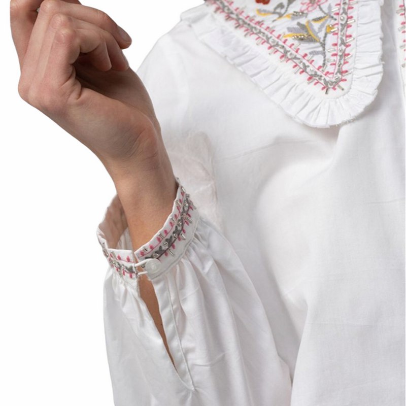 Shirt Company Gwendoline Embroidered Blouse in White detail