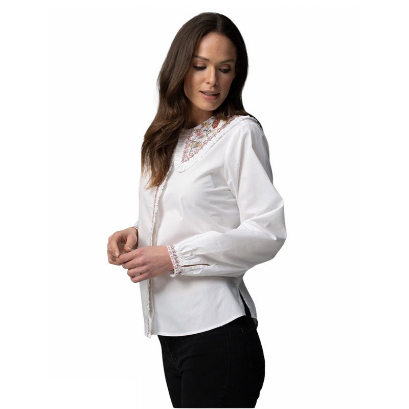 Shirt Company Gwendoline Embroidered Blouse in White side