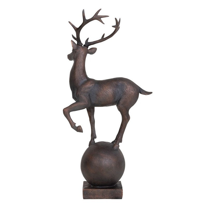 Six Pointer Stag on Decorative Ball Resin Sculpture 703627 back