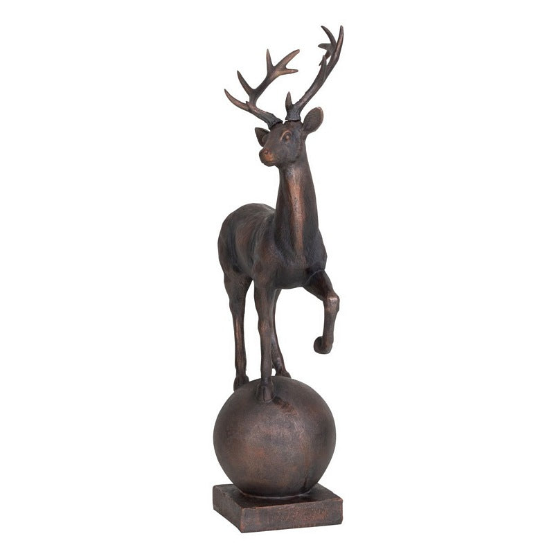 Six Pointer Stag on Decorative Ball Resin Sculpture 703627 front