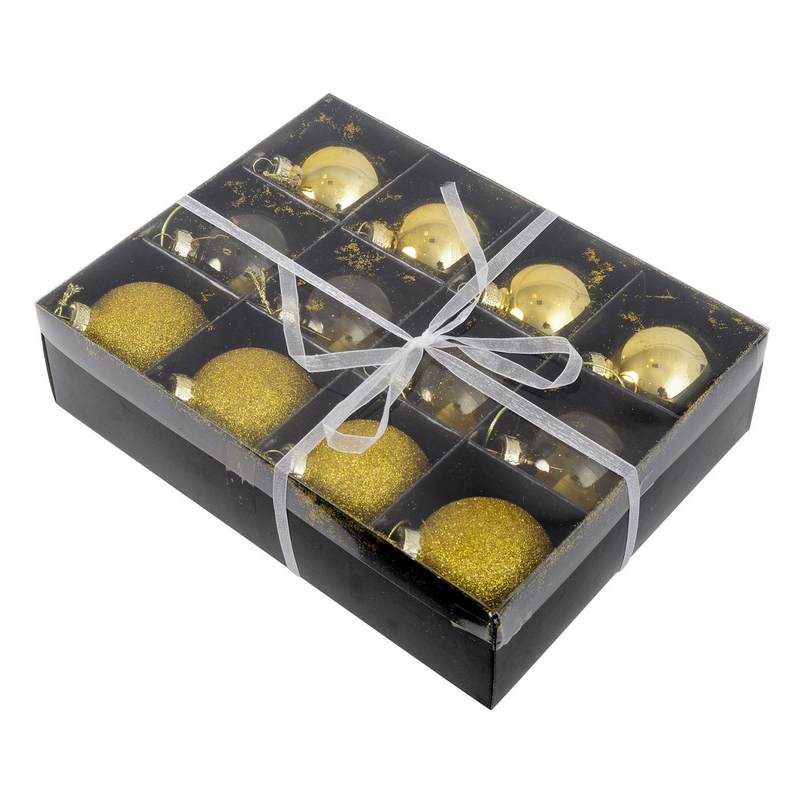 Small Gold Baubles Set of 12 820112 in box