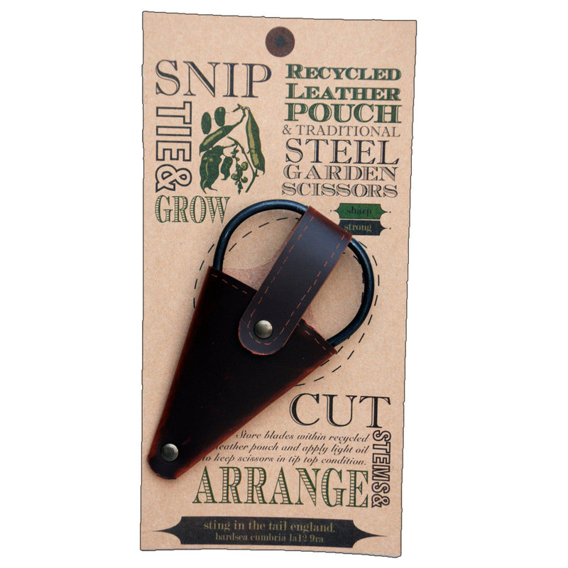 Small Gardening Scissors in Leather Pouch