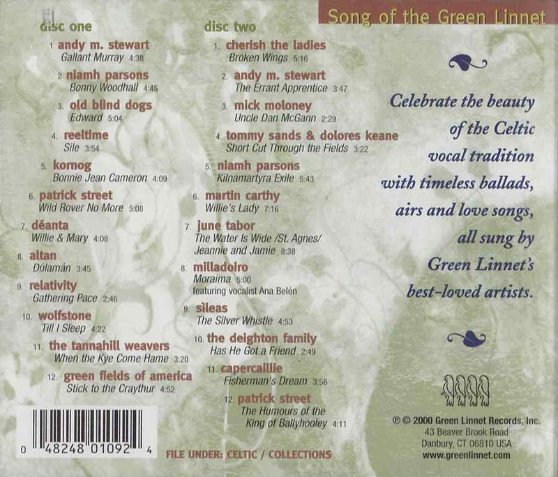 Songs Of The Green Linnet GLCD109 track list inlay
