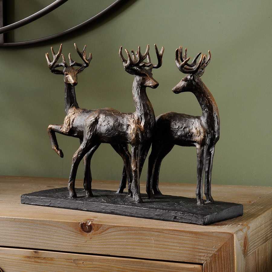 Deer Stag Trio Sculpture lifestyle