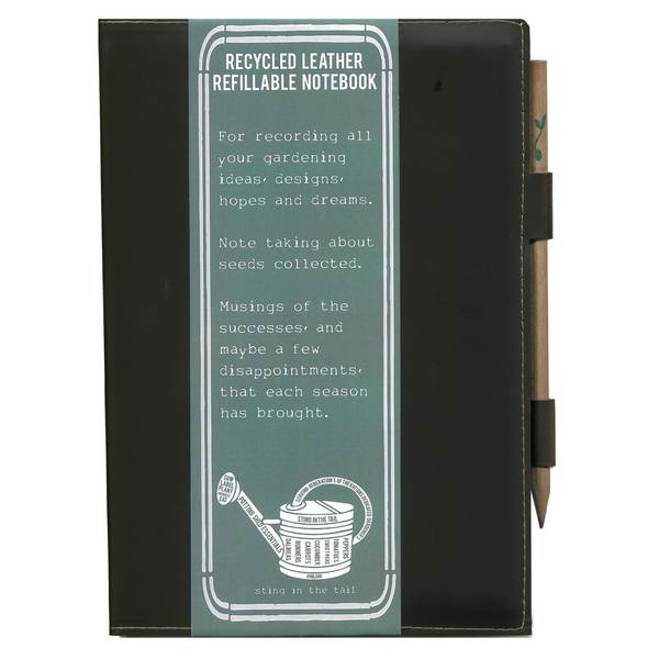 Sting In The Tail Recycled Leather Refillable Notebook front