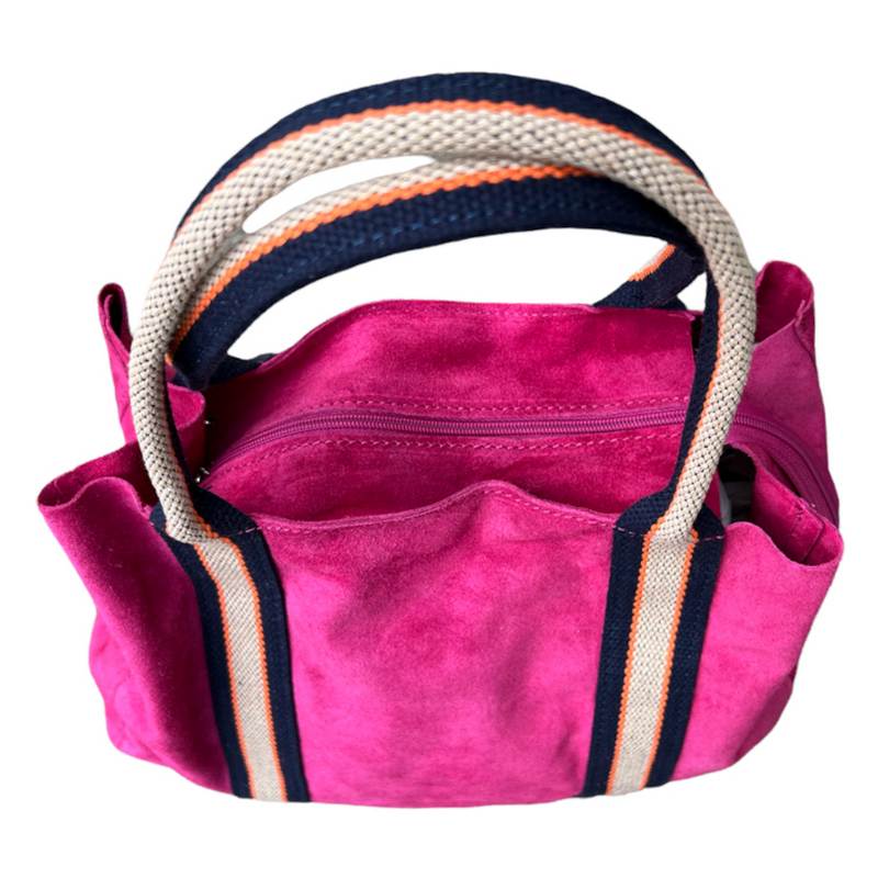 Summer Suede Tote Bag Fuchsia Pink top