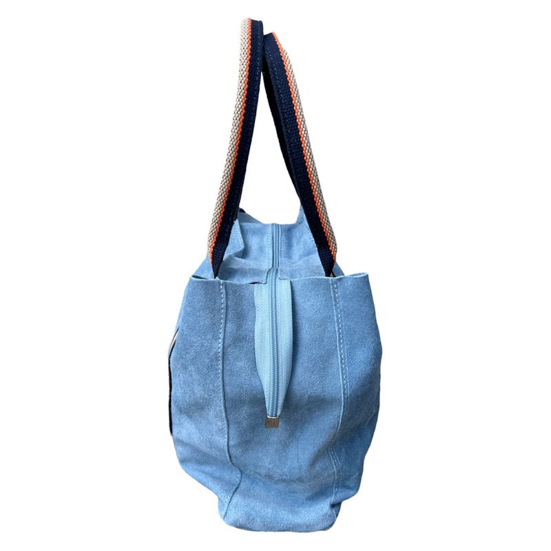 Summer Suede Tote Bag Sky Blue side