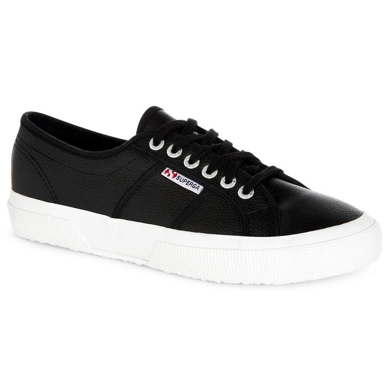 Superga Black Tumbled Leather Trainers S009VH0U_999 Side