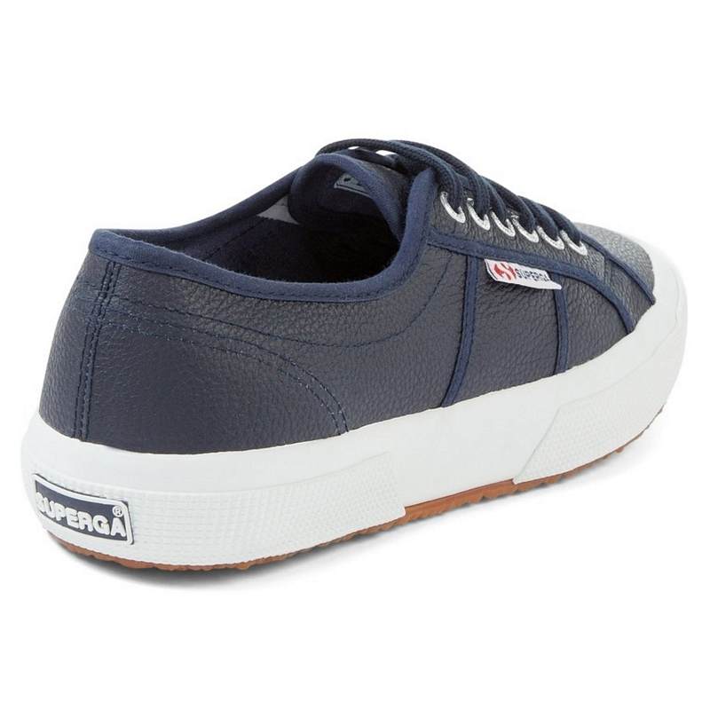 Superga Navy Tumbled Leather Trainers S009VH0_070 back