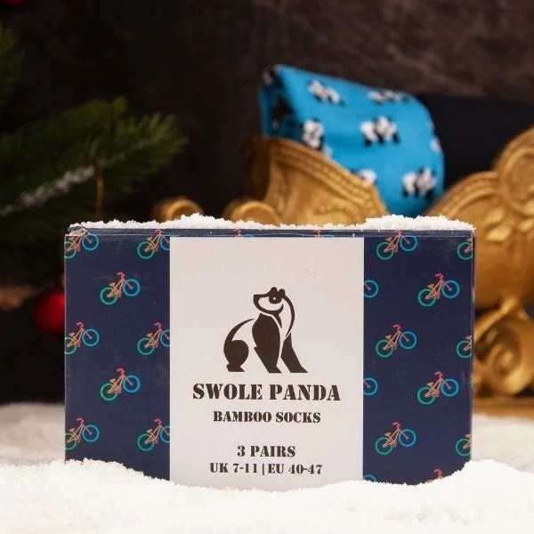 Swole Panda Bamboo Socks Bicycle Gift Box of 3 lifestyle