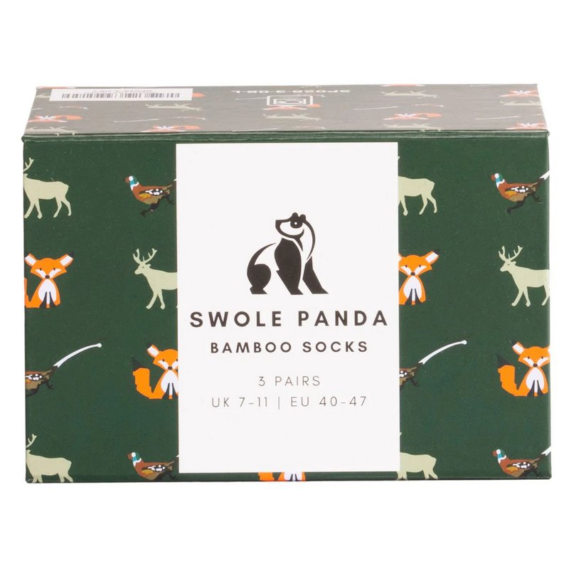 Swole Panda Bamboo Socks Country Animals Gift Box of 3 SP028-3-08-L box