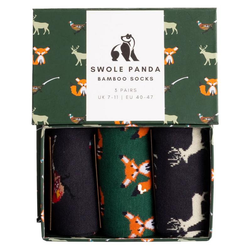 Swole Panda Bamboo Socks Country Animals Gift Box of 3 SP028-3-08-L main