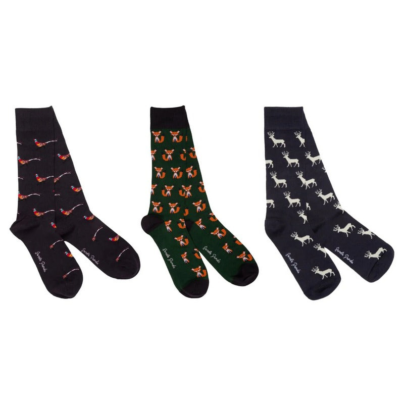 Swole Panda Bamboo Socks Country Animals Gift Box of 3 SP028-3-08-L selection