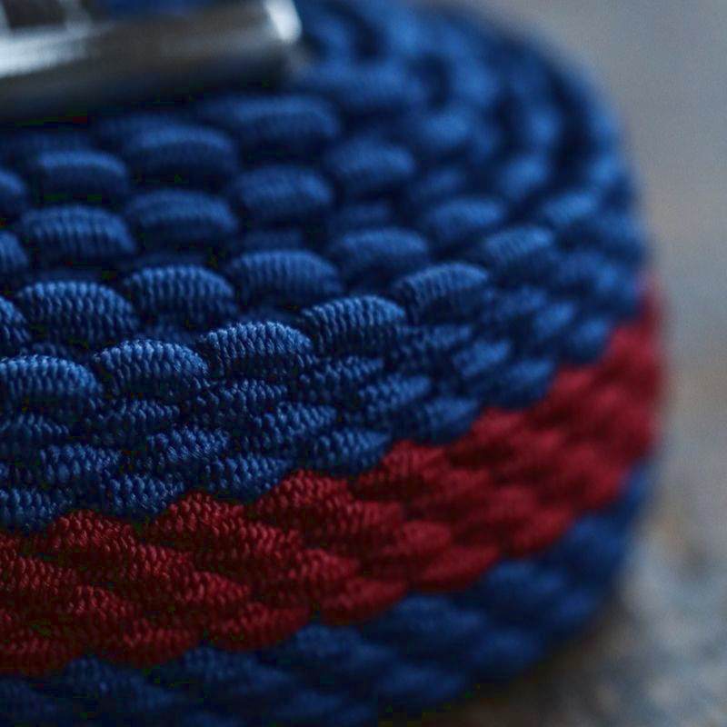 Swole Panda Repreve Woven Belt Blue & Burgundy Stripe SP-RWB-11 detail