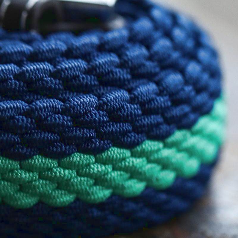 Swole Panda Repreve Woven Belt Blue & Green Stripe SP-RWB-08 detail