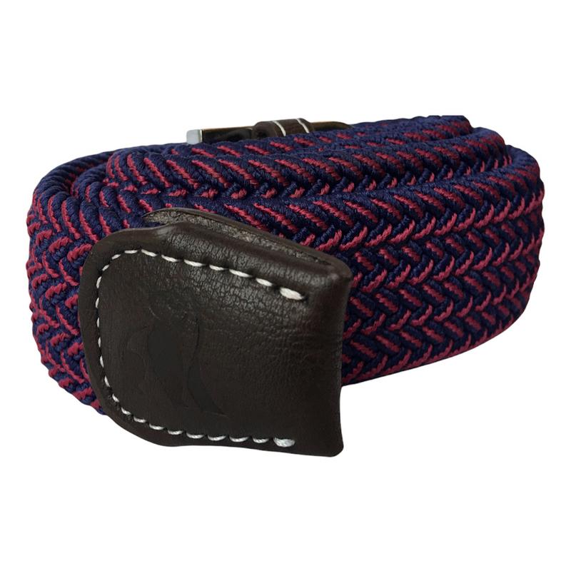 Swole Panda Repreve Woven Belt Blue & Red Zigzag end