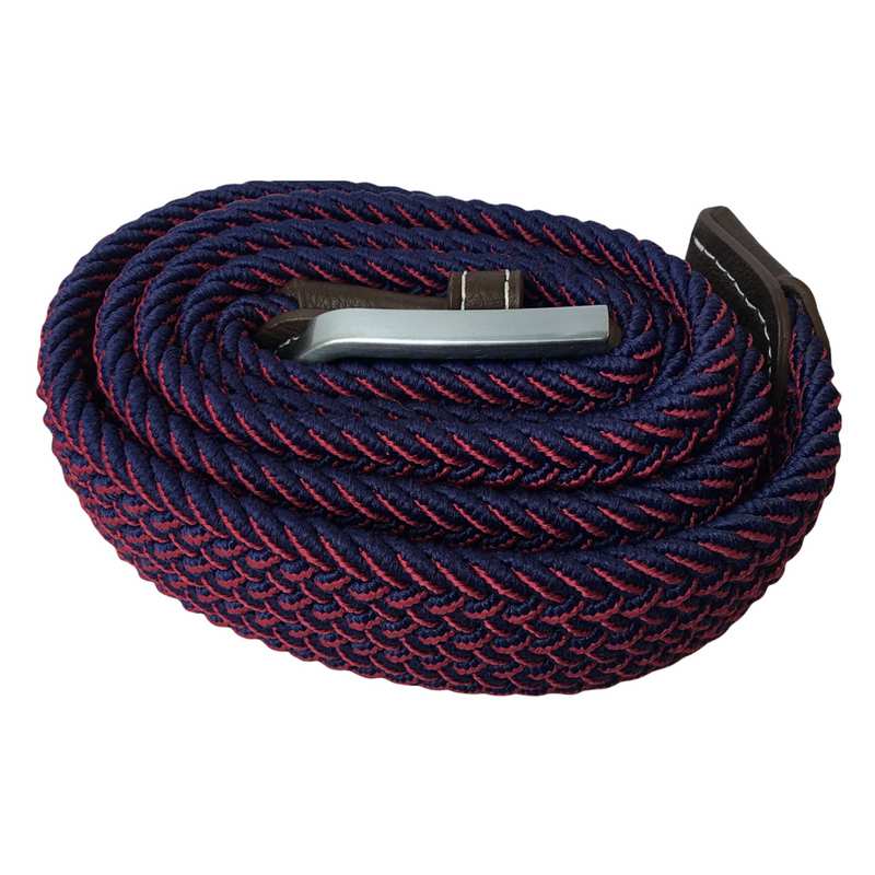 Swole Panda Repreve Woven Belt Blue & Red Zigzag rolled-up