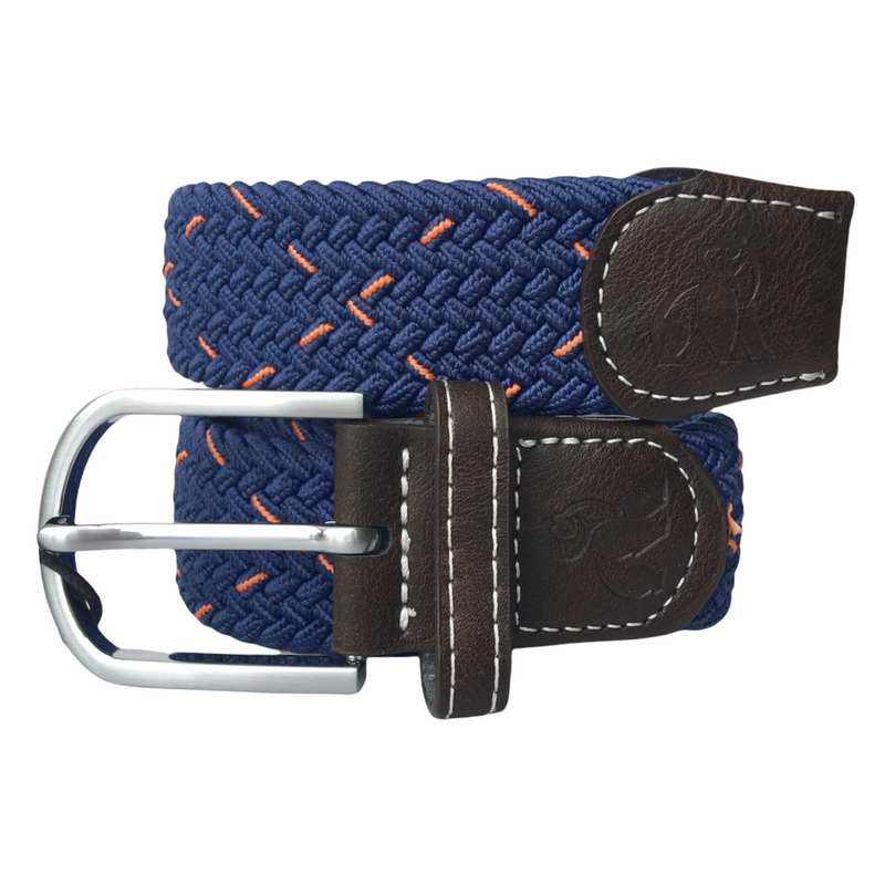 Swole Panda Repreve Woven Belt Navy and Orange Dash SP-RWB-23 main