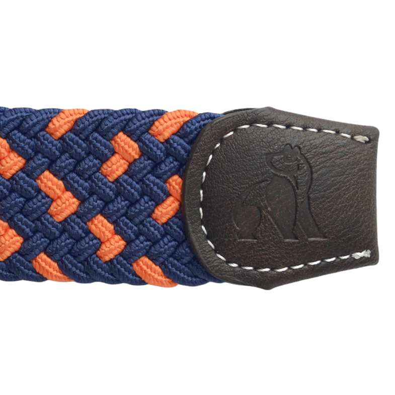 Swole Panda Repreve Woven Belt Navy and Orange Spot SP-RWB-21 end