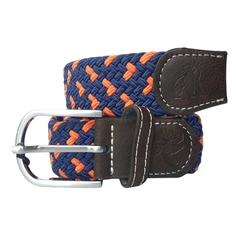 Swole Panda Repreve Woven Belt Navy and Orange Spot SP-RWB-21 main