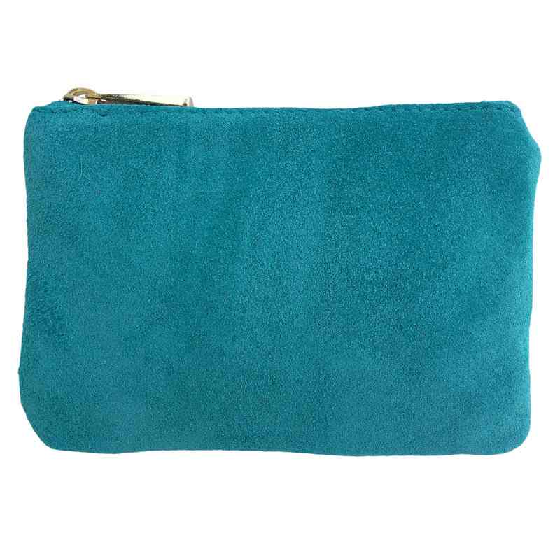 Teal Suede Purse With Gold Leather Star back