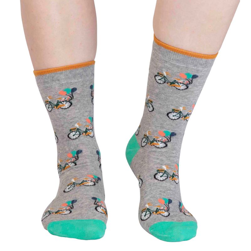 Thought Clothing Akia Organic Cotton Bike Ladies Socks Grey Marle SPW834 front