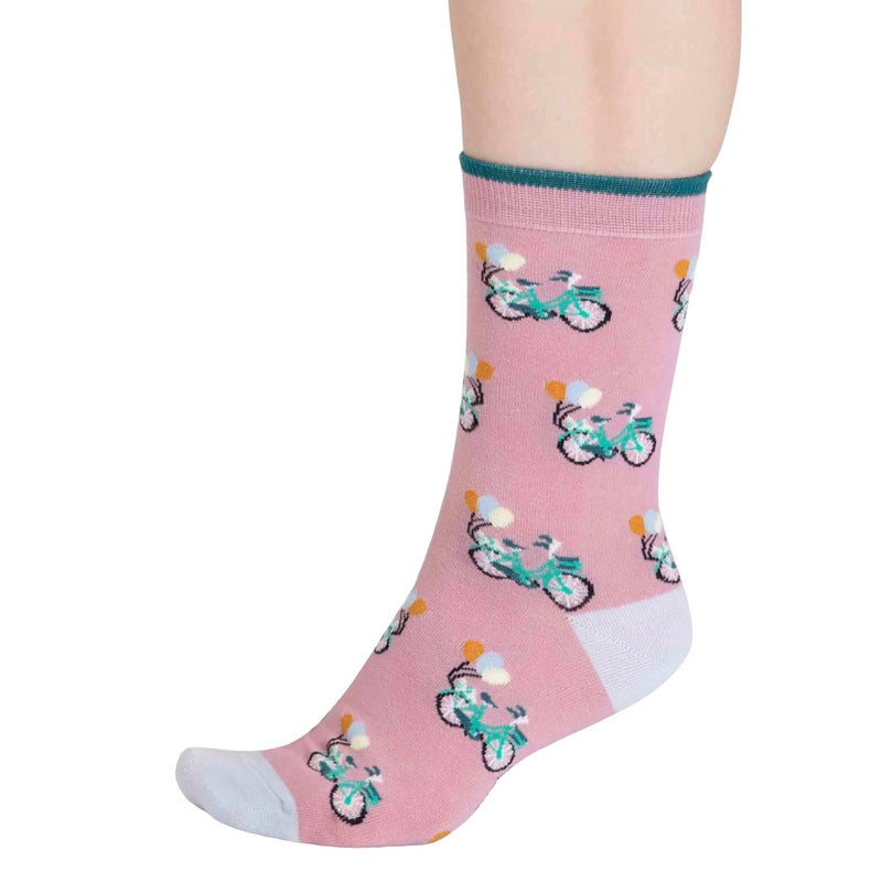 Thought Clothing Akia Organic Cotton Bike Ladies Socks Petal Pink SPW834 side