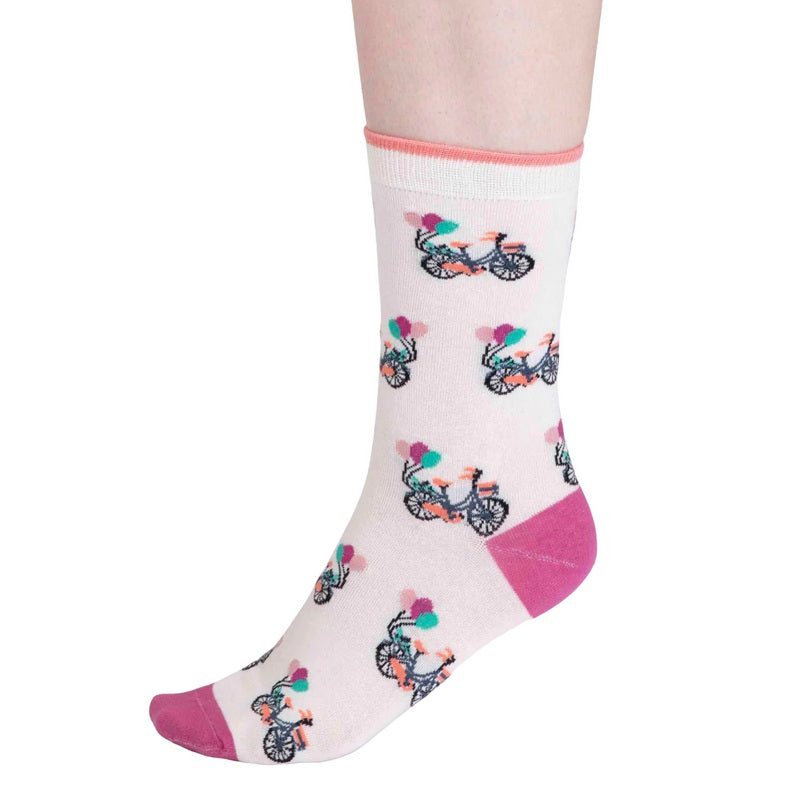 Thought Clothing Akia Organic Cotton Bike Ladies Socks Stone White SPW834 side