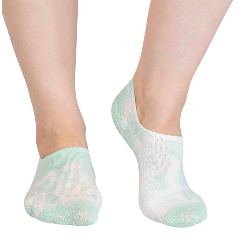 Anca Bamboo Tie Dye No-Show Socks Green 4-7