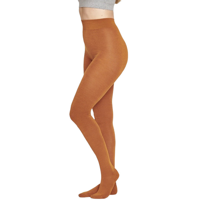 Thought Clothing Essential Bamboo Plain Tights Harvest Orange WAC3866 on model side