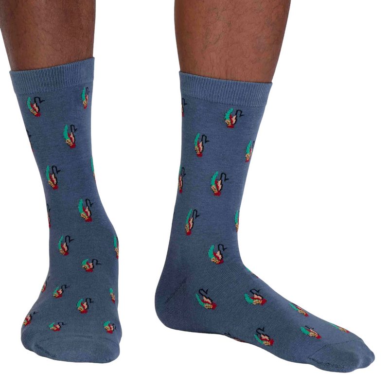 Thought Clothing Finley Organic Cotton Fly Fishing Mens Socks Misty Blue SPM845 front
