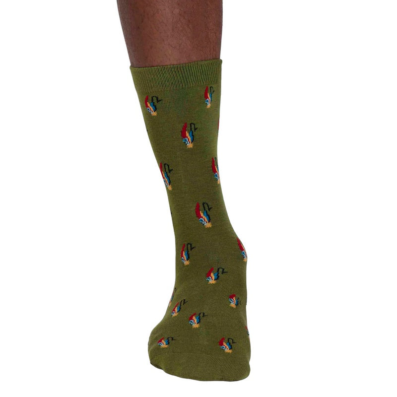 Thought Clothing Finley Organic Cotton Fly Fishing Mens Socks Moss Green SPM845 front