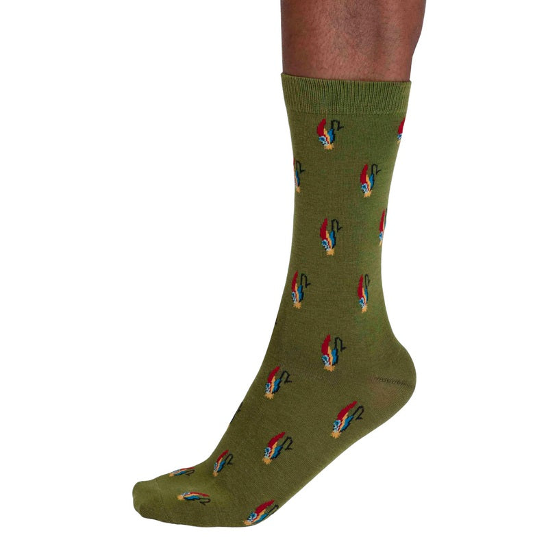 Thought Clothing Finley Organic Cotton Fly Fishing Mens Socks Moss Green SPM845 side