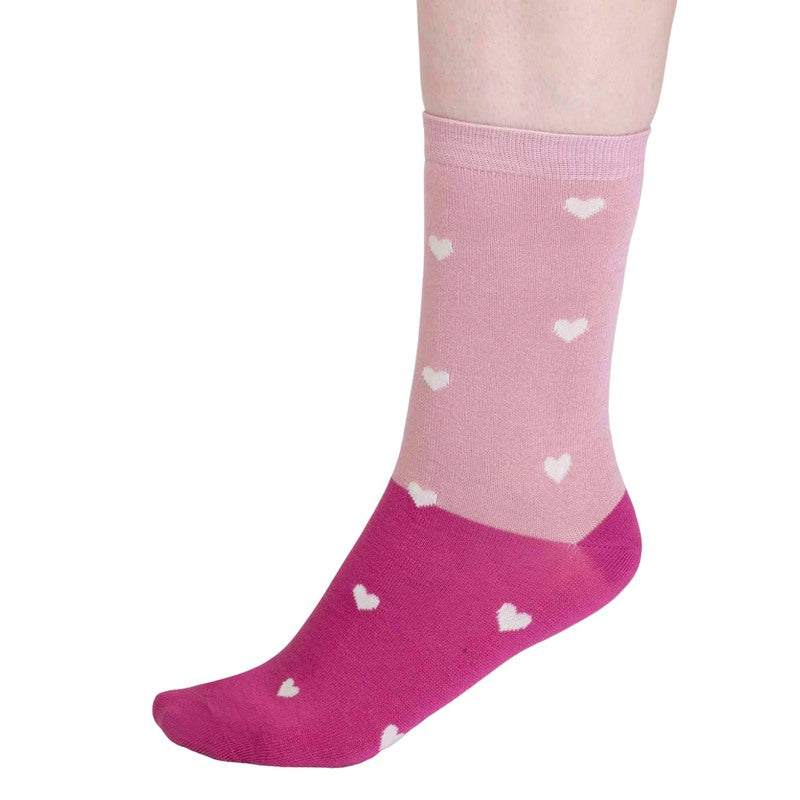 Thought Clothing Haddie Bamboo Love Heart Ladies' Socks Petal Pink SPW837 side