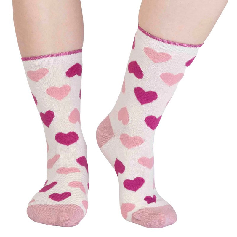 Thought Clothing Haddie Bamboo Love Heart Ladies' Socks Stone White SPW837 front
