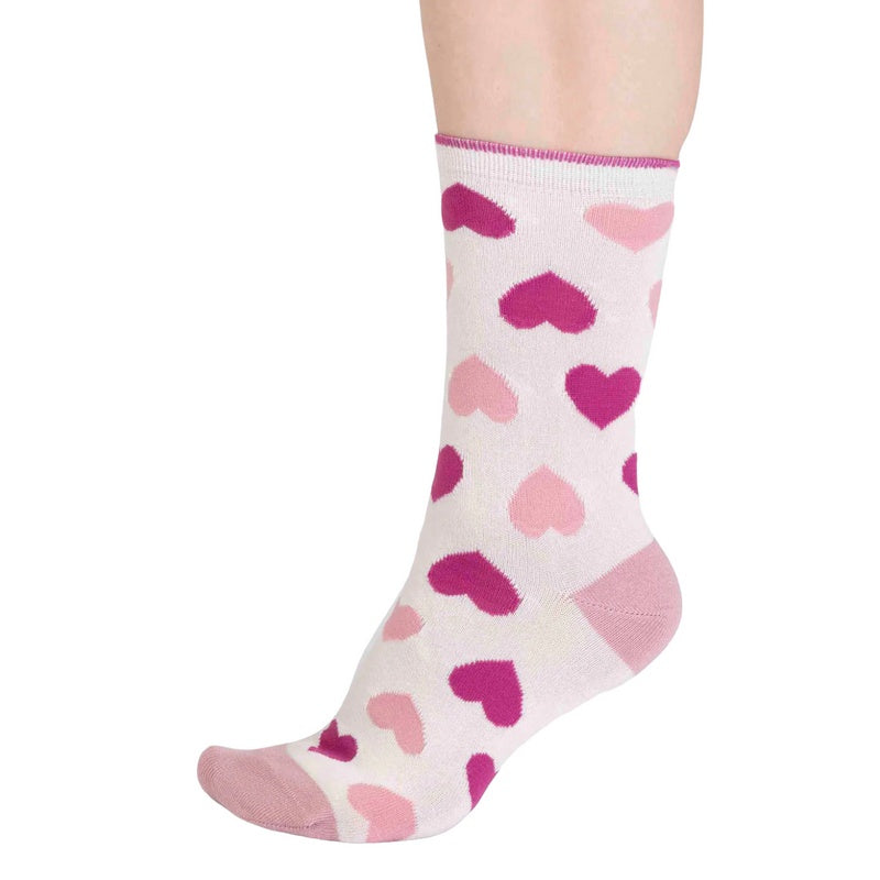 Thought Clothing Haddie Bamboo Love Heart Ladies' Socks Stone White SPW837 side