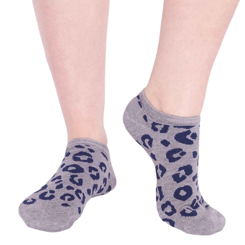 Thought Clothing Reese Leopard Ladies Bamboo Trainer Socks Grey Marle SPW779 front