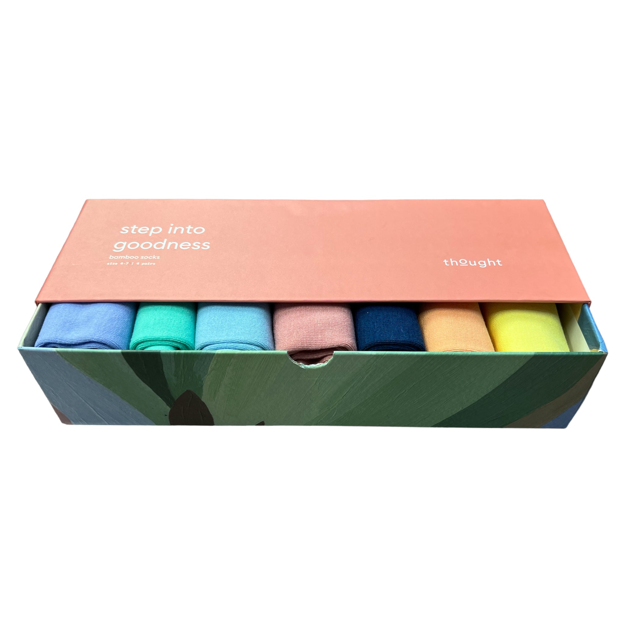 Thought Fashion Bamboo Rainbow Sock Box SBW5964 box open