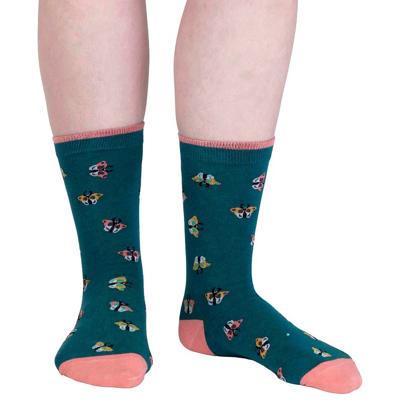 Thought Fashion Cece Organic Cotton Butterfly Socks Malachite Green SPW833 front