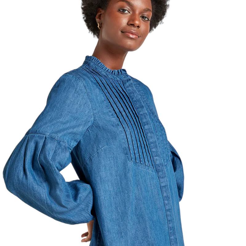 Thought Fashion Clothing Ullima Organic Cotton Chambray Dress WSD7018 on model detail