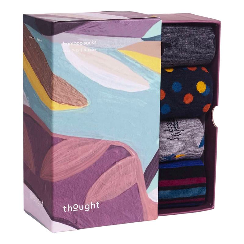 Thought Fashion Dean Bird Men's Bamboo Sock Box SBM6721 box open