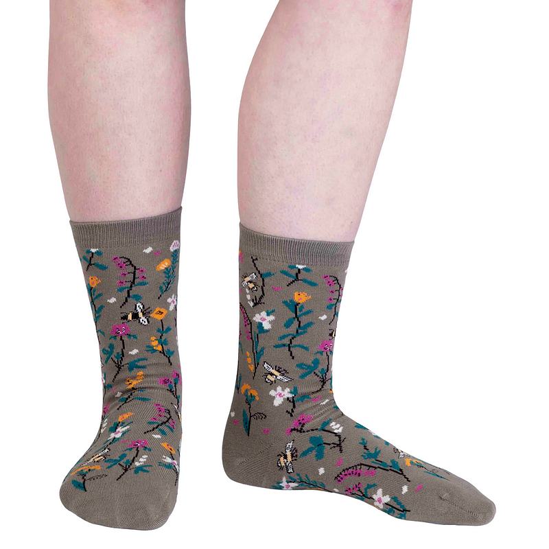 Thought Fashion Edana Organic Cotton Bee Socks Pea Green SPW832 front